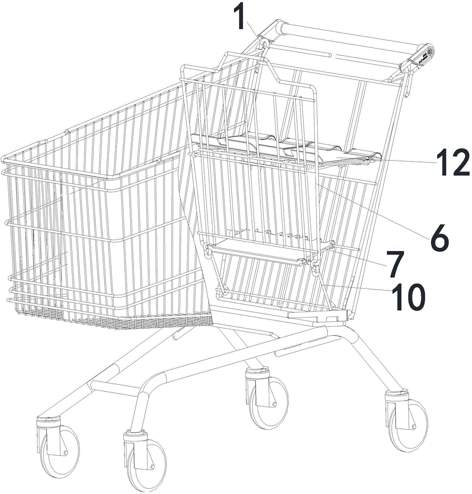 Multifunctional supermarket cart baby seat system and achieving method of multifunctional supermarket cart baby seat system