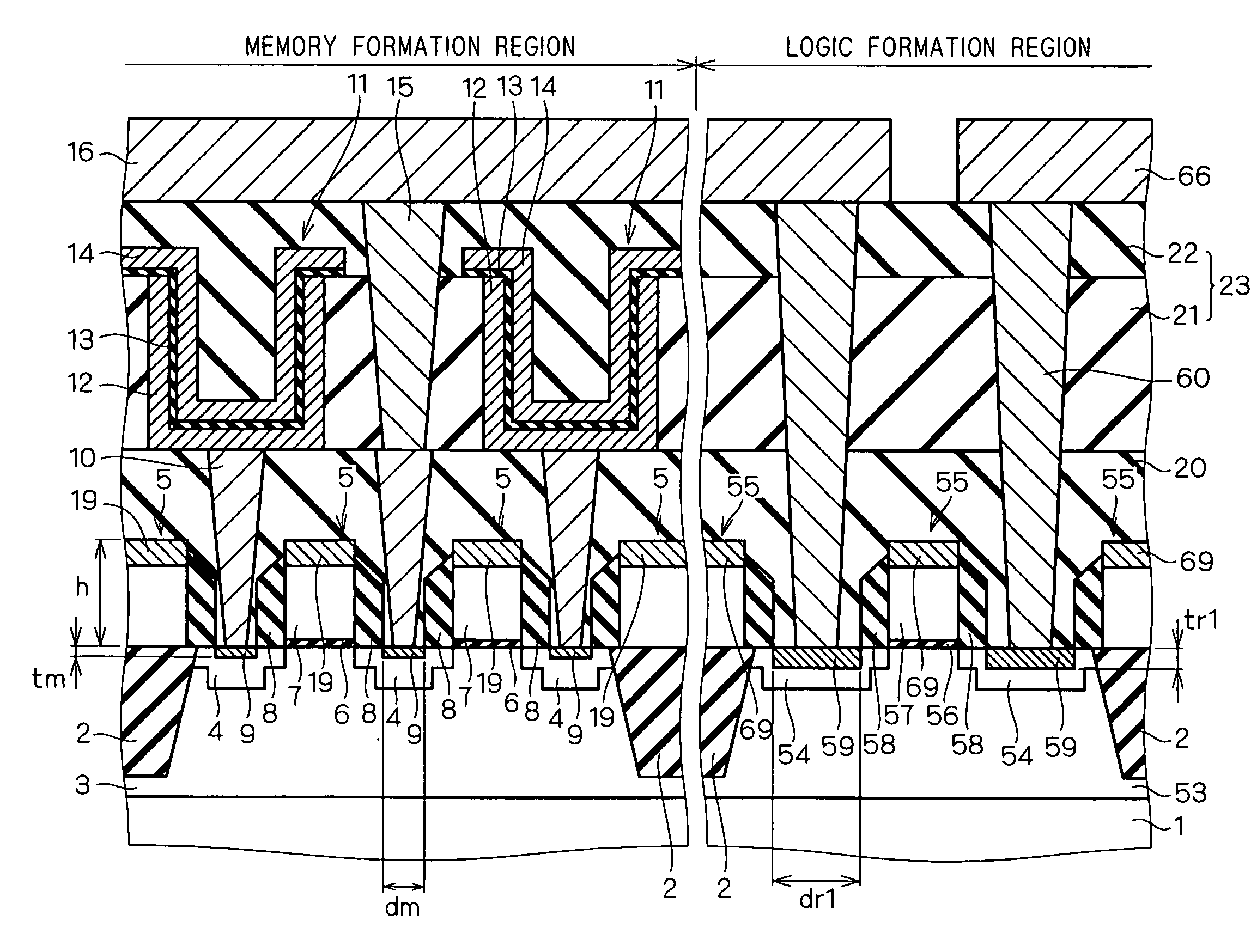 Semiconductor device having memory and logic devices with reduced resistance and leakage current