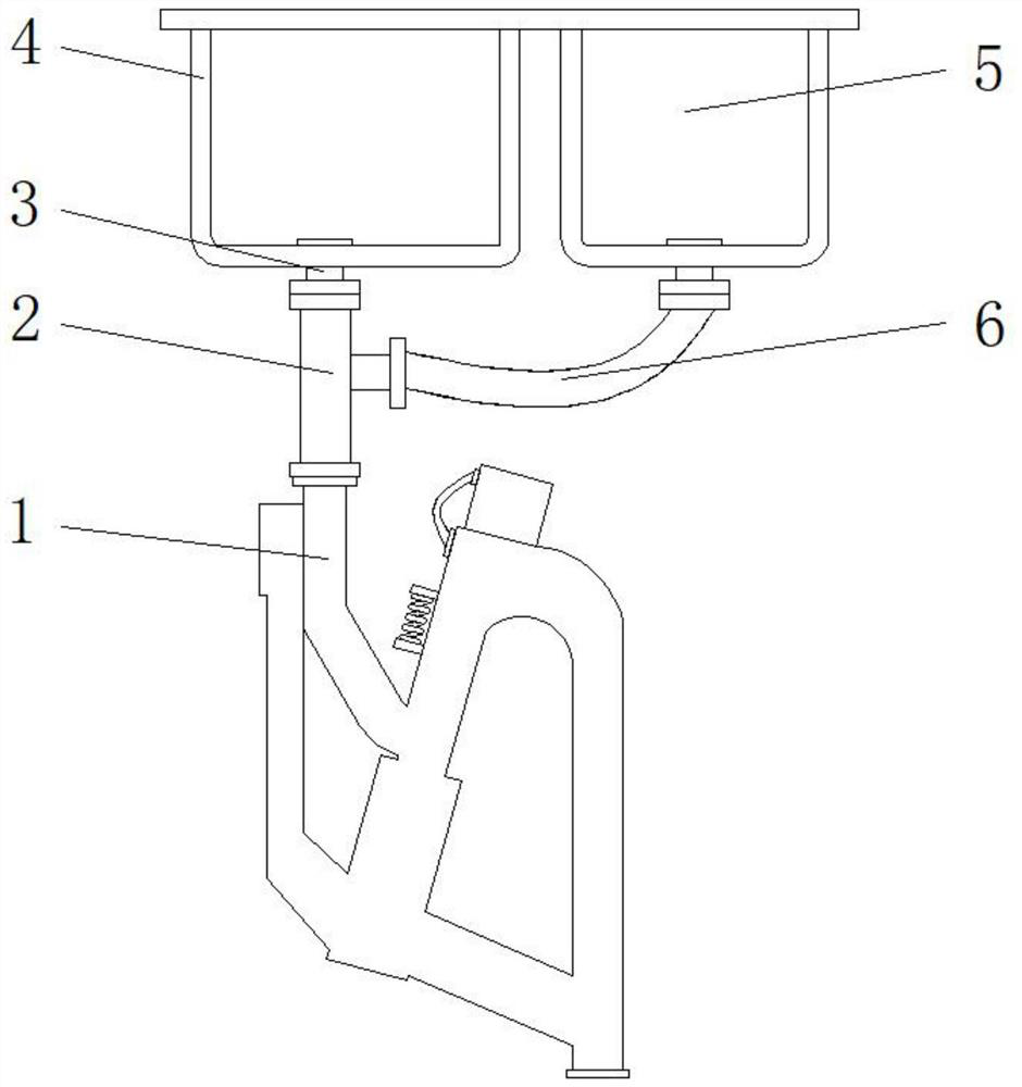 An environment-friendly anti-blocking structure for the water pipe under the vegetable washing basin