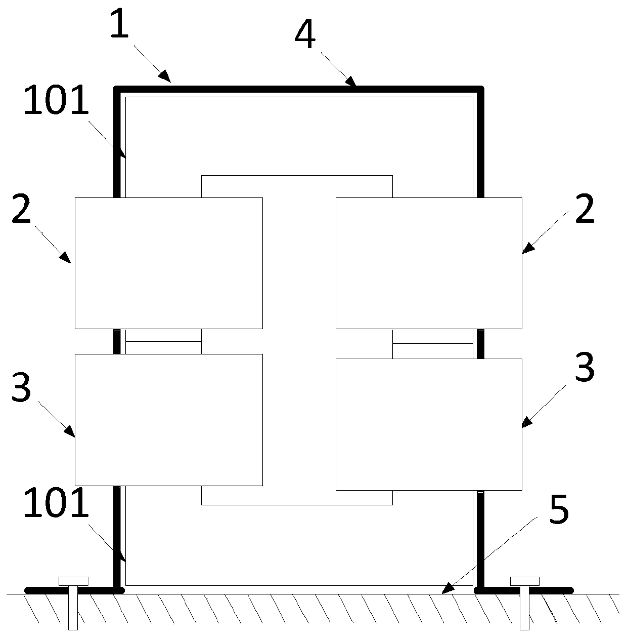 Semi-potting transparent high-voltage and high-frequency transformer structure capable of serialization