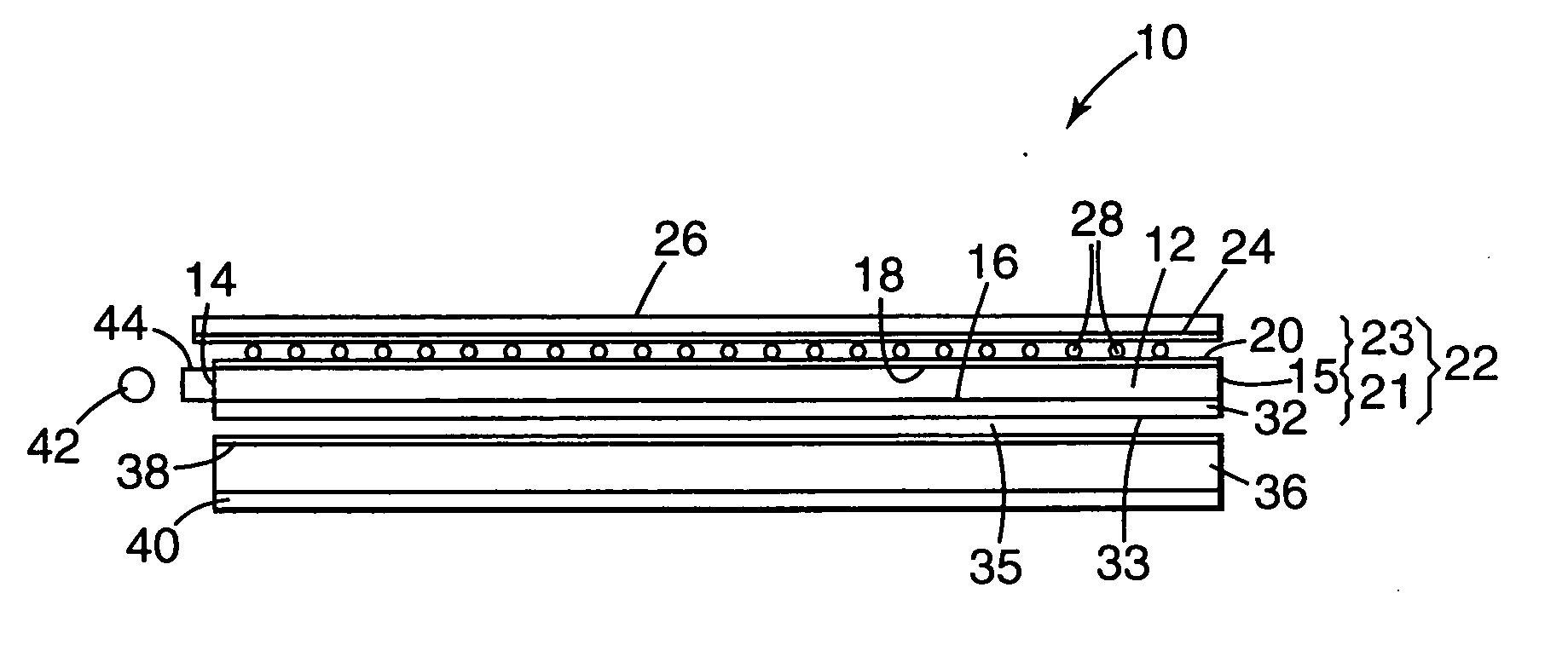 Frontlit illuminated touch panel