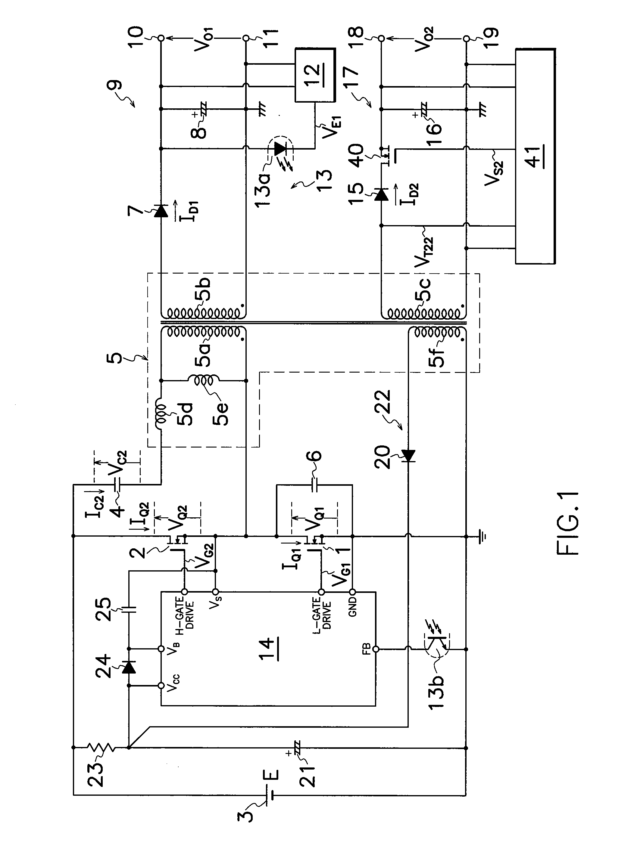 Current resonant dc-dc converter of multi-output type