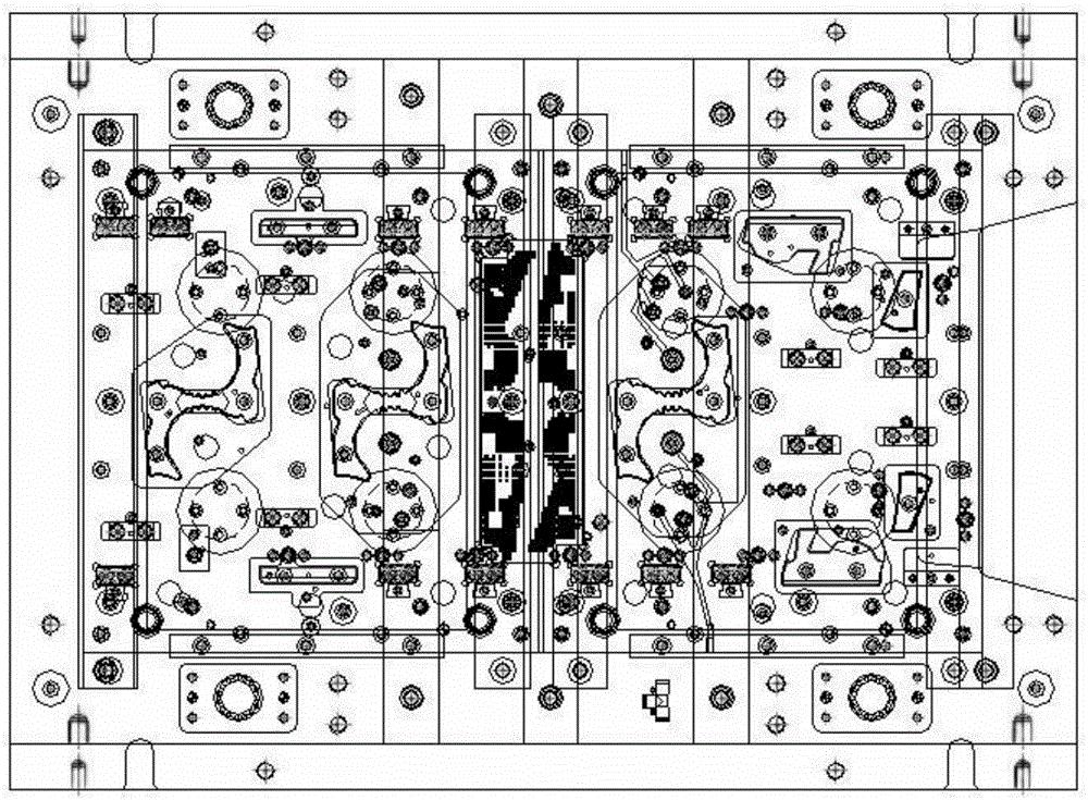 Stamping continuous die for thick steel plate local fine stamping tooth-shaped product