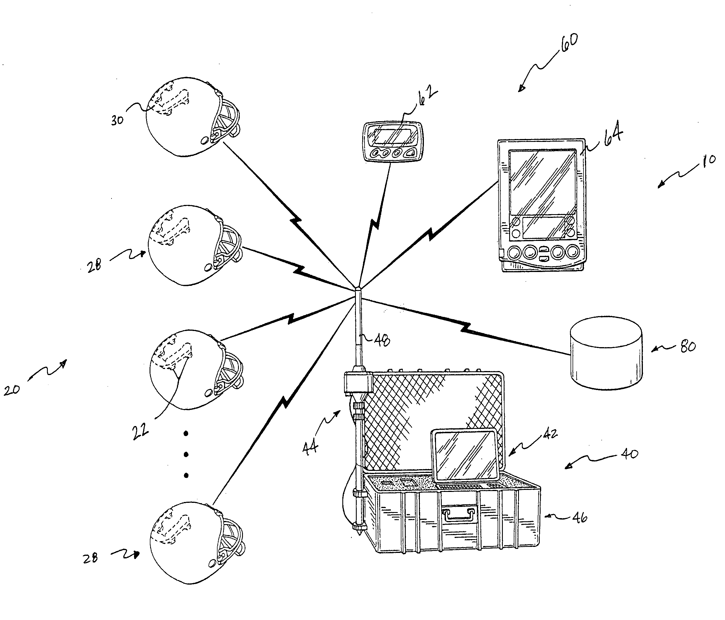 System for monitoring a physiological parameter of players engaged in a sporting activity