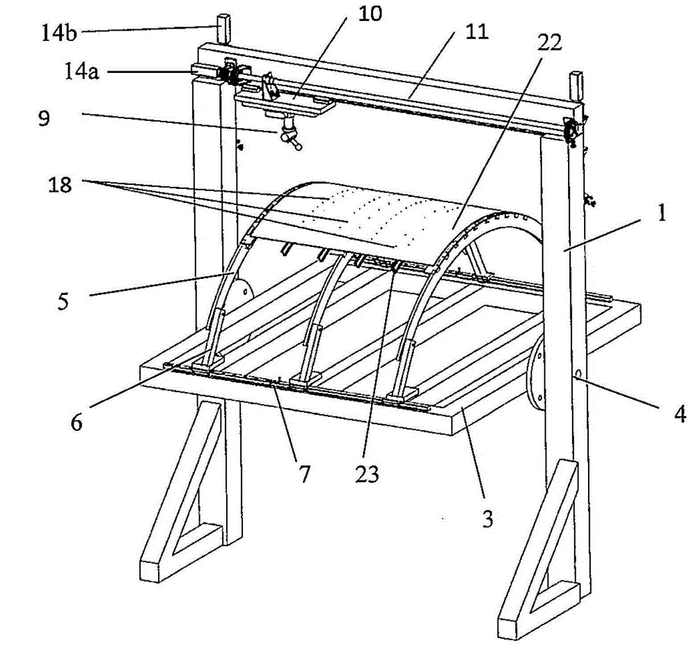 Flexible measurement and control tooling system and measurement and control method for large complex-shaped wall panels