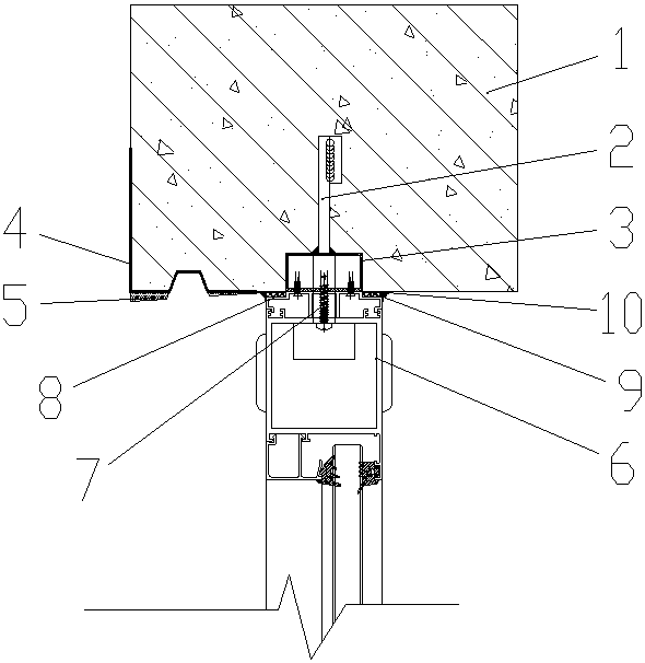 Waterproof node structure for door-window cave and construction method of external door-window pre-buried steel auxiliary frame