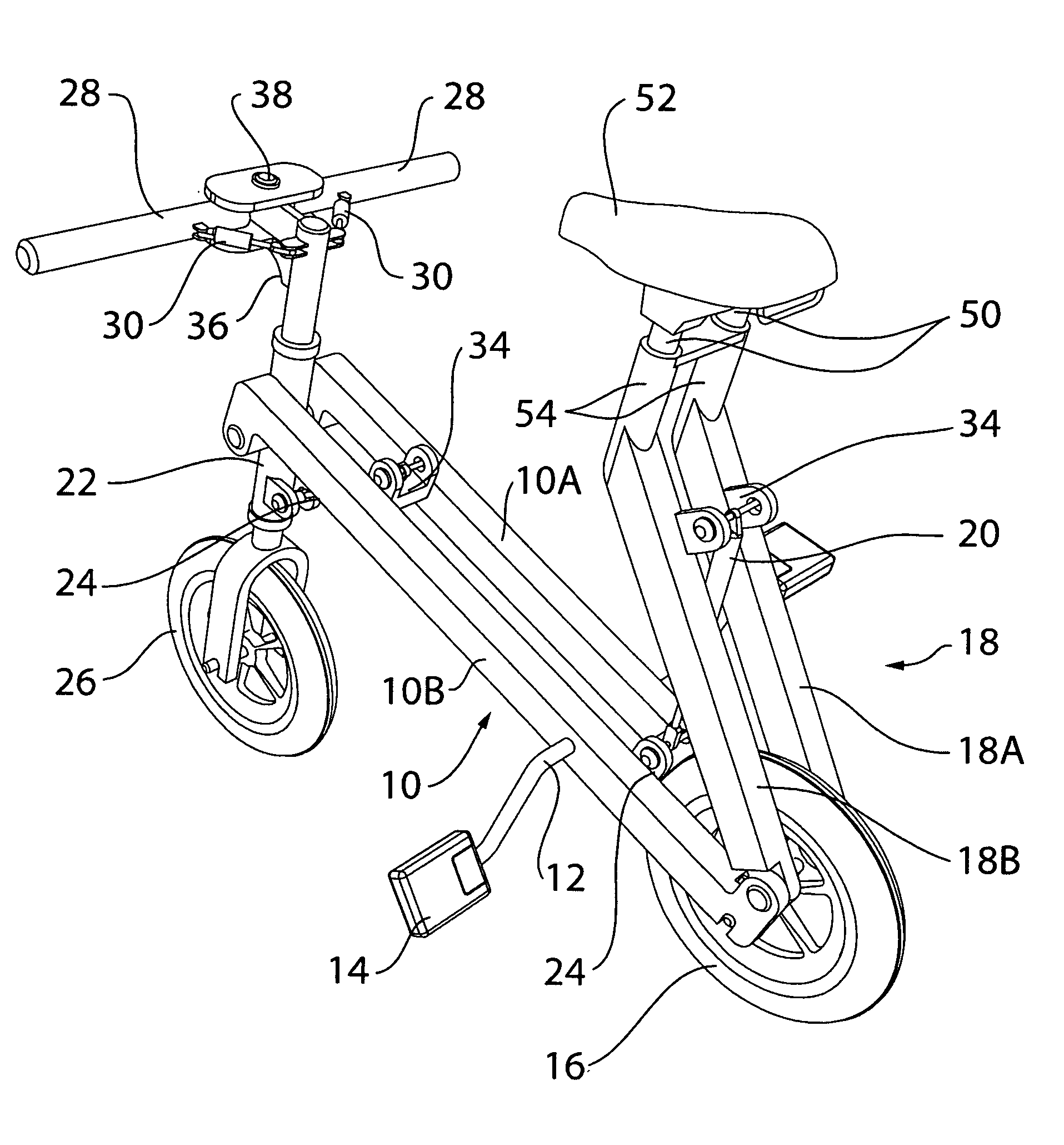 Self powered collapsible bicycle