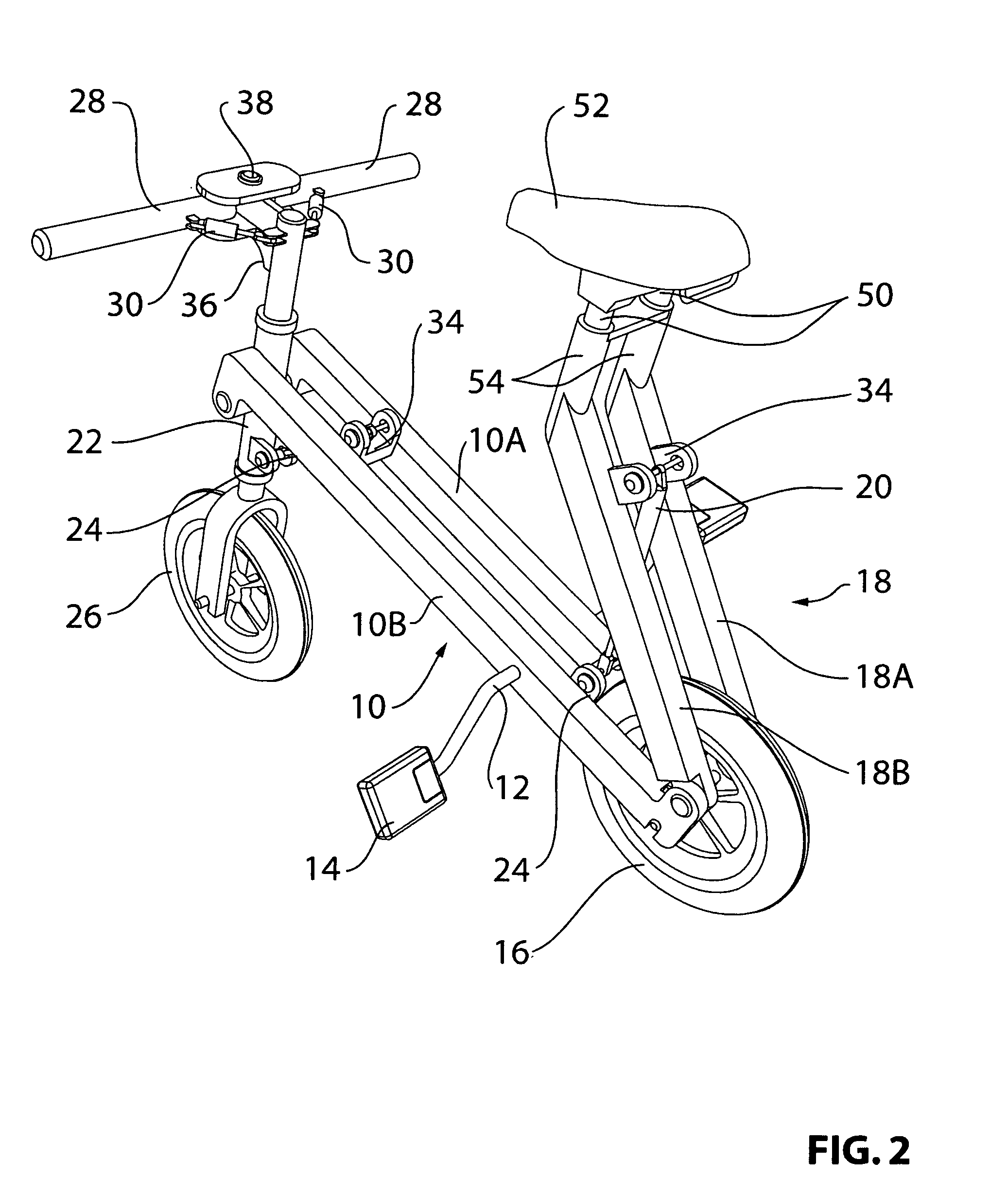 Self powered collapsible bicycle