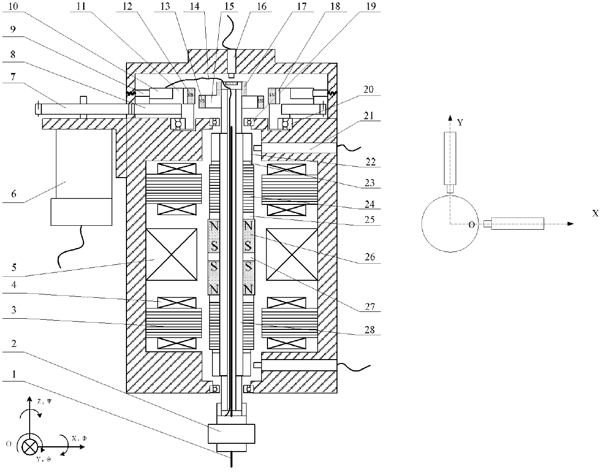 Spindle device for processing micro-hole electric spark based on magnetic levitation servo drive