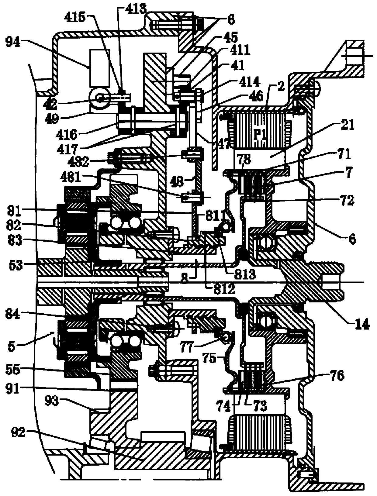 Shared actuator of clutch and parking mechanism