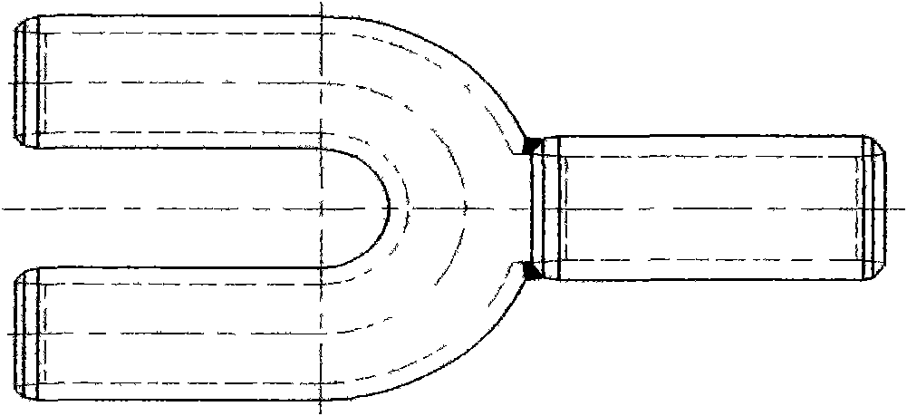 Process of integrally shaping U-shaped bifurcated pipe