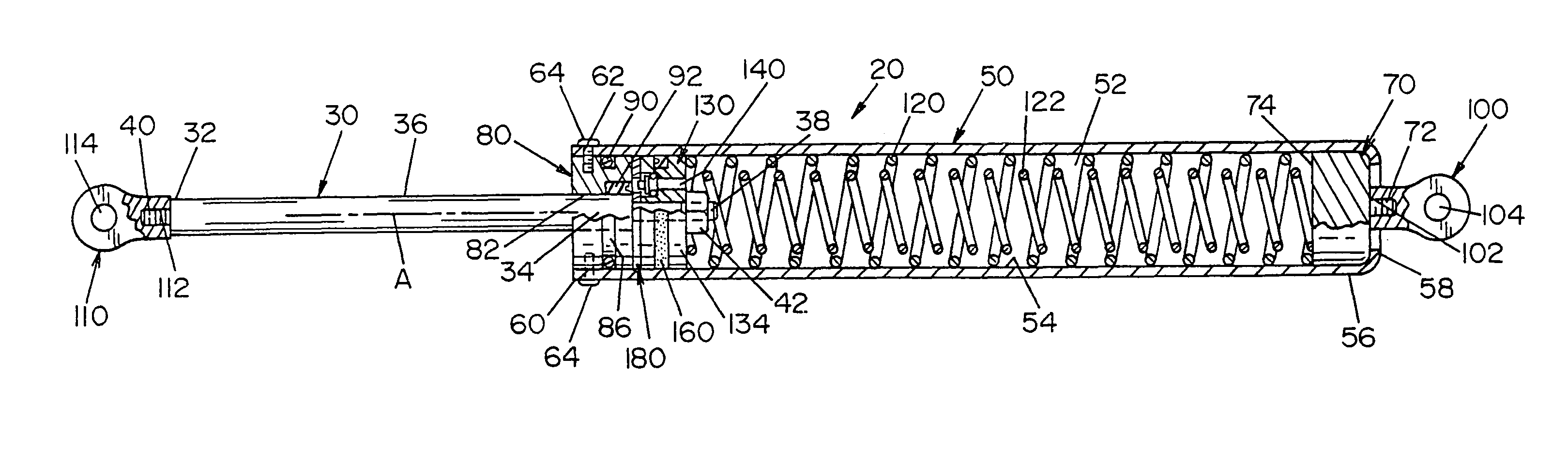 Dampened compression spring rod