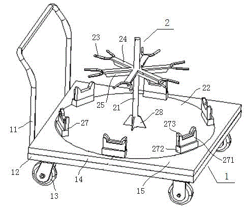 Storage and transfer trolley for automobile sliding column assemblies