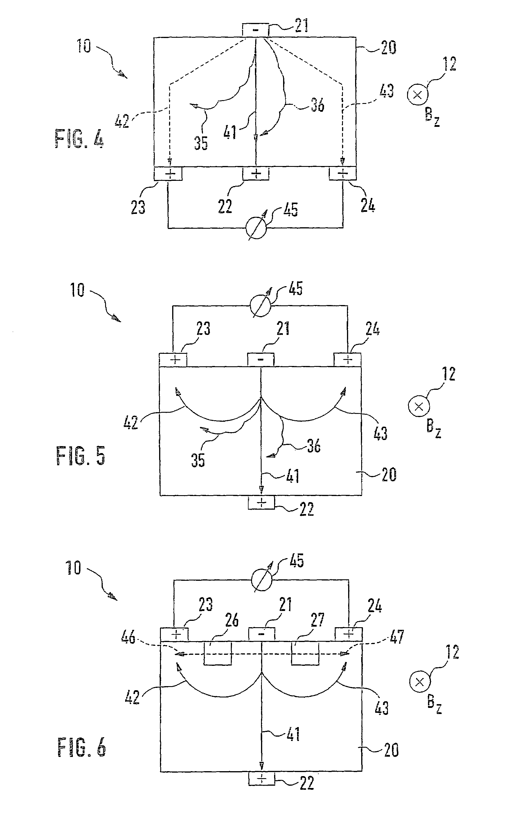 Device for measuring a B-component of a magnetic field, a magnetic field sensor and an ammeter