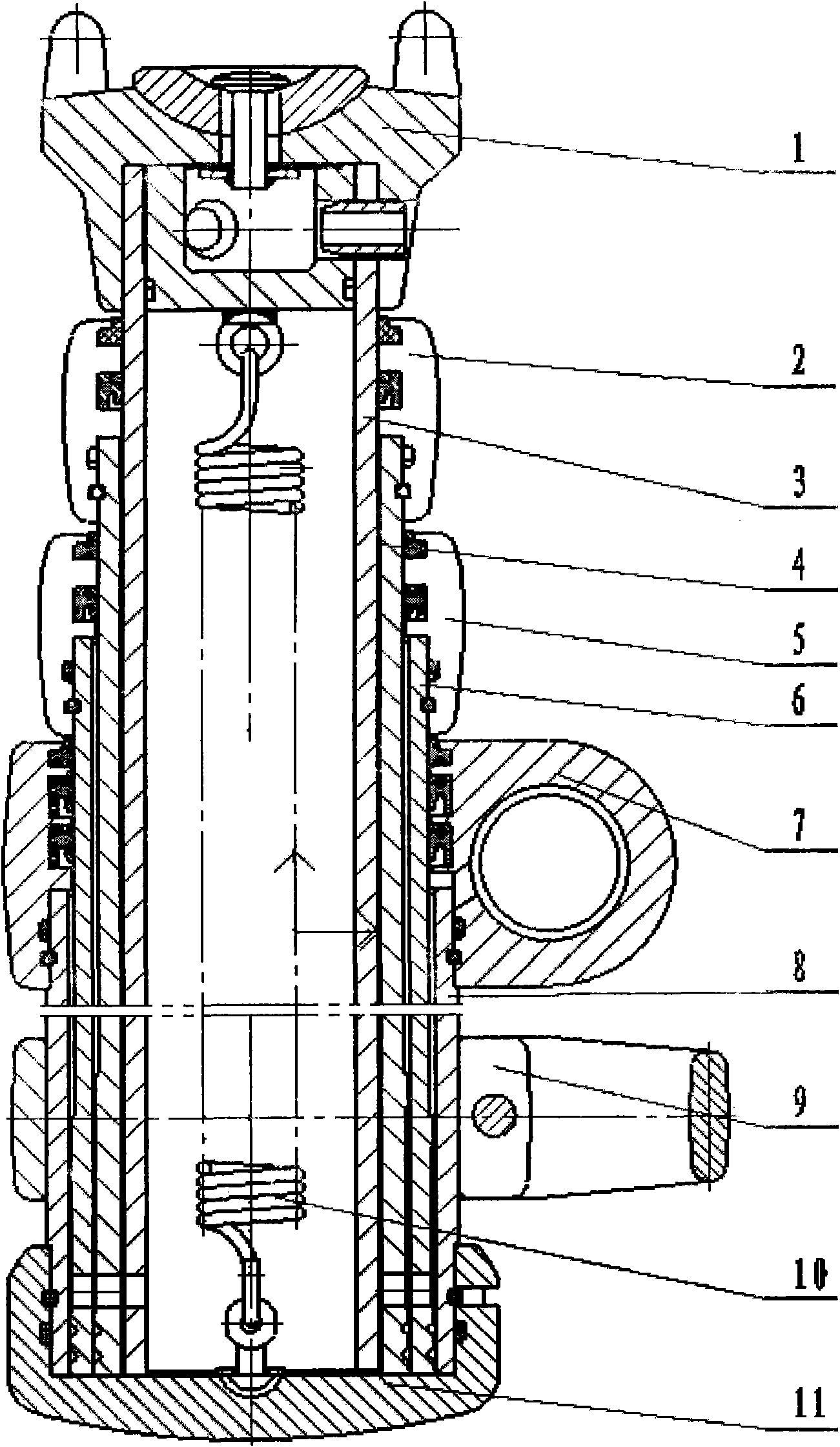 Suspended multi-telescopic hydraulic column