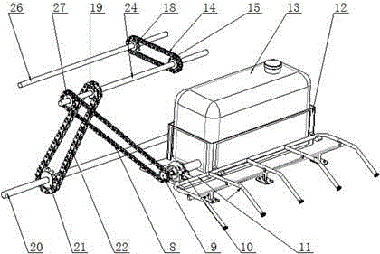 A small tractor traction seeder used in hilly and mountainous areas