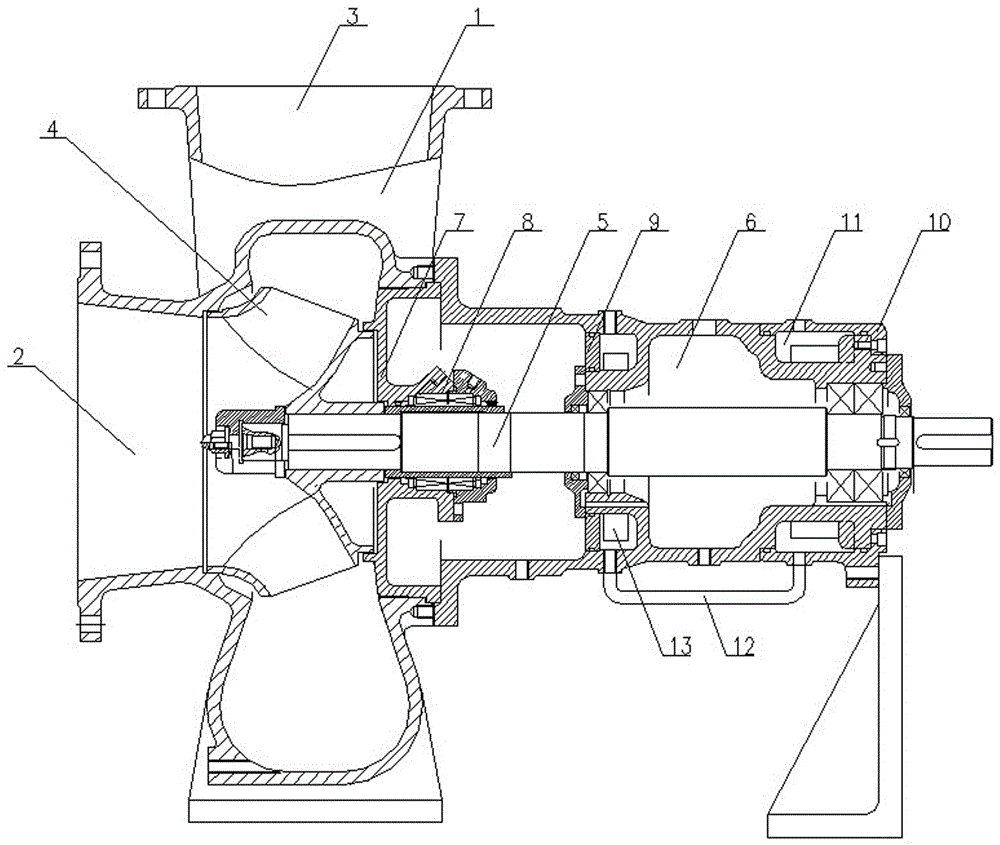 Large circulating pump with bearing box cooling device