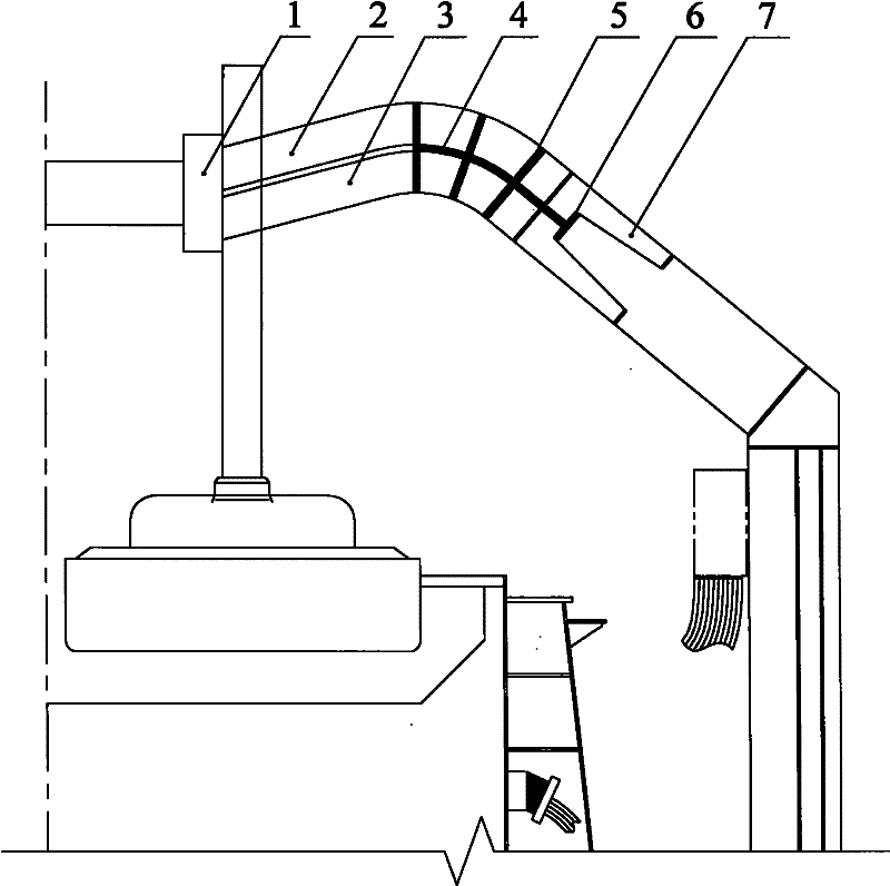 Recurvation-prevention aluminum electrolysis cell upright column flexible bus bar