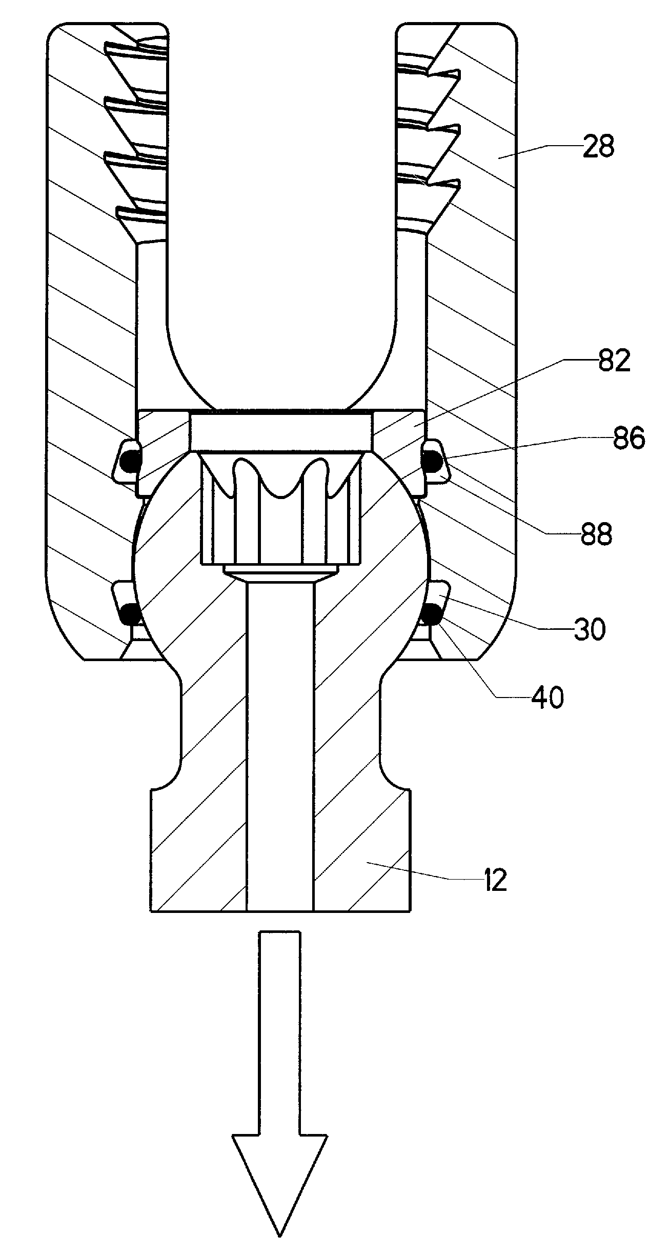 Spring clip bottom loading polyaxial ball and socket fastener