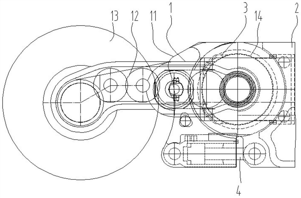 Swing arm and swing arm supporting structure of thin seam short-span coal mining machine