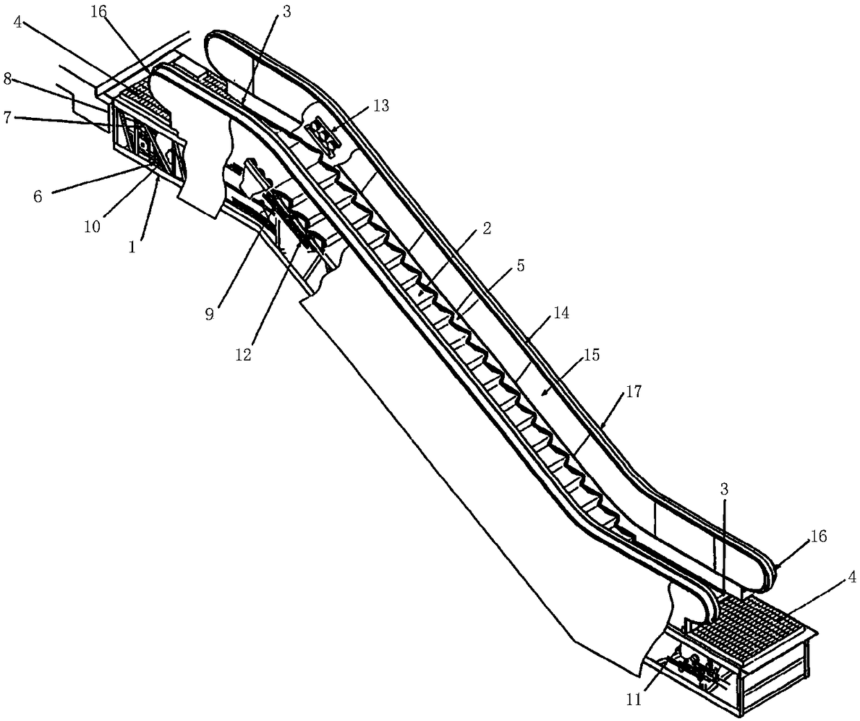 An escalator condition monitoring system and method