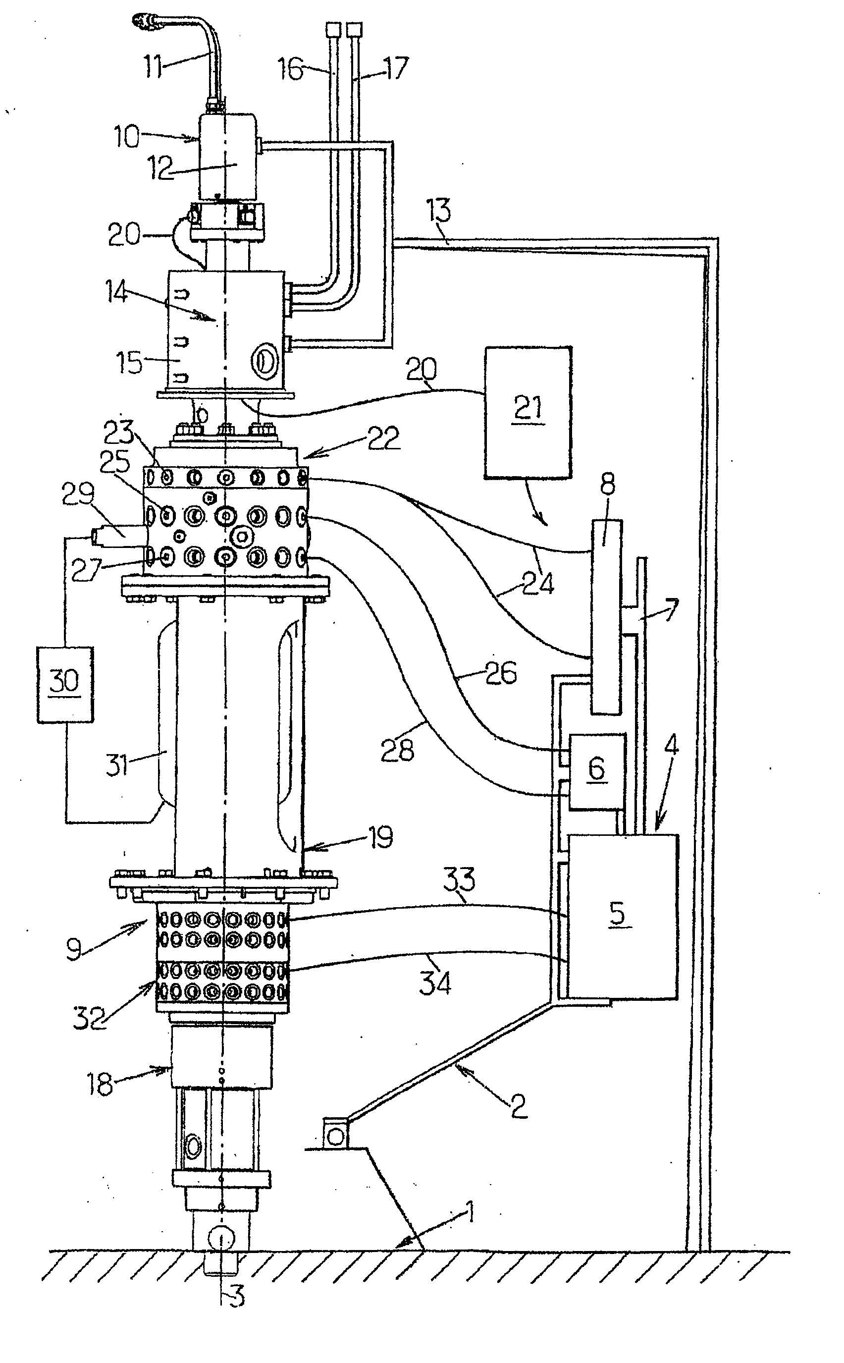 Rotating Machine With a Fluid Supply Rotating Column