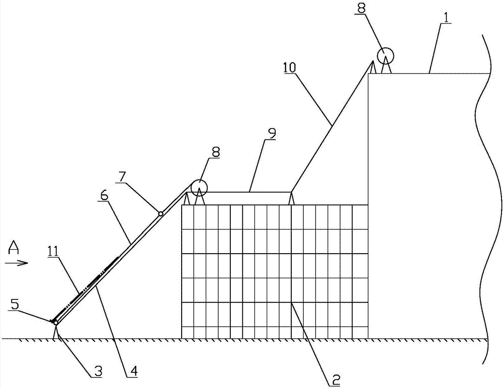 Air relay type hoisting method of roofing colored plate of food refrigeration house