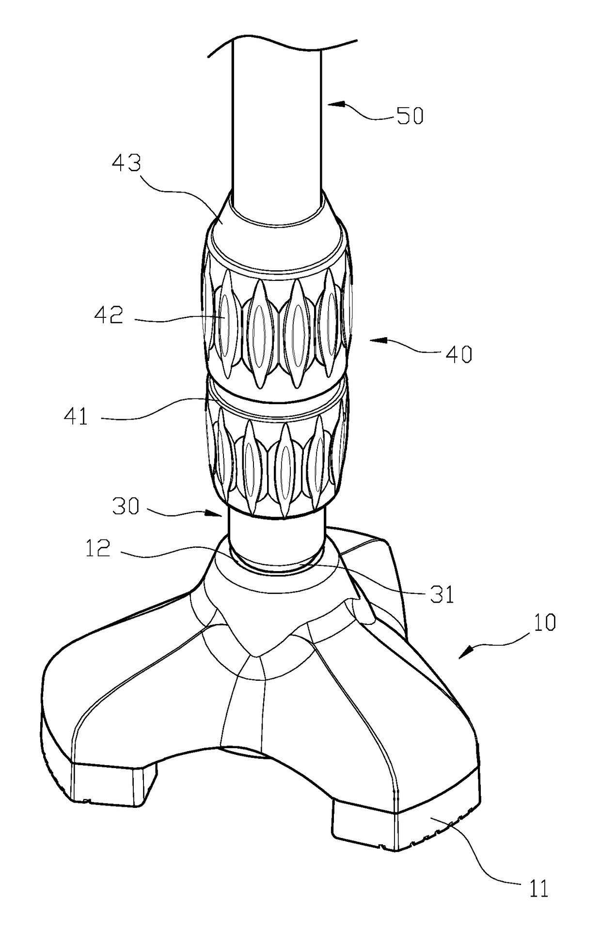 Base structure for walking stick