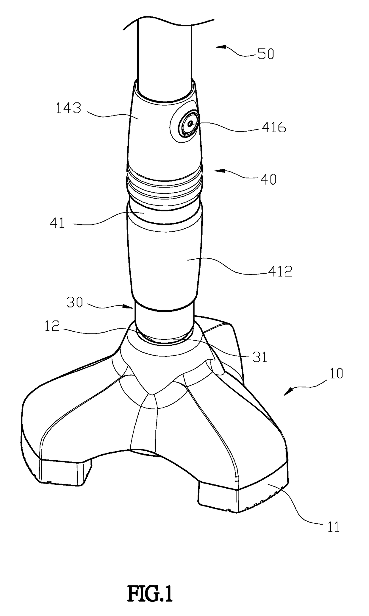 Base structure for walking stick