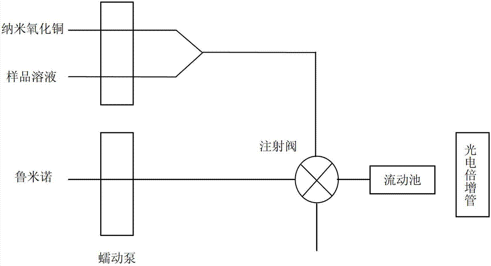 Method for determining cholesterol by using flow injection chemiluminescence with nano-copper oxide as catalyst