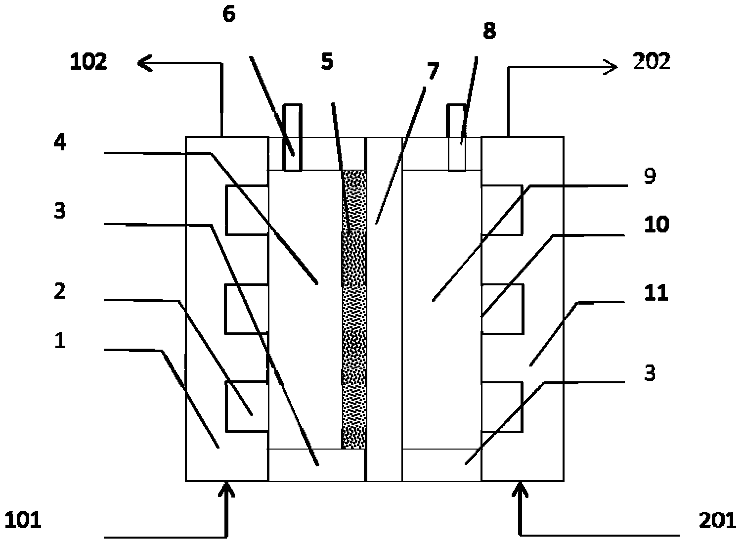 Low-energy-consumption electrochemical treatment device and method for degradation-resistant organic wastewater