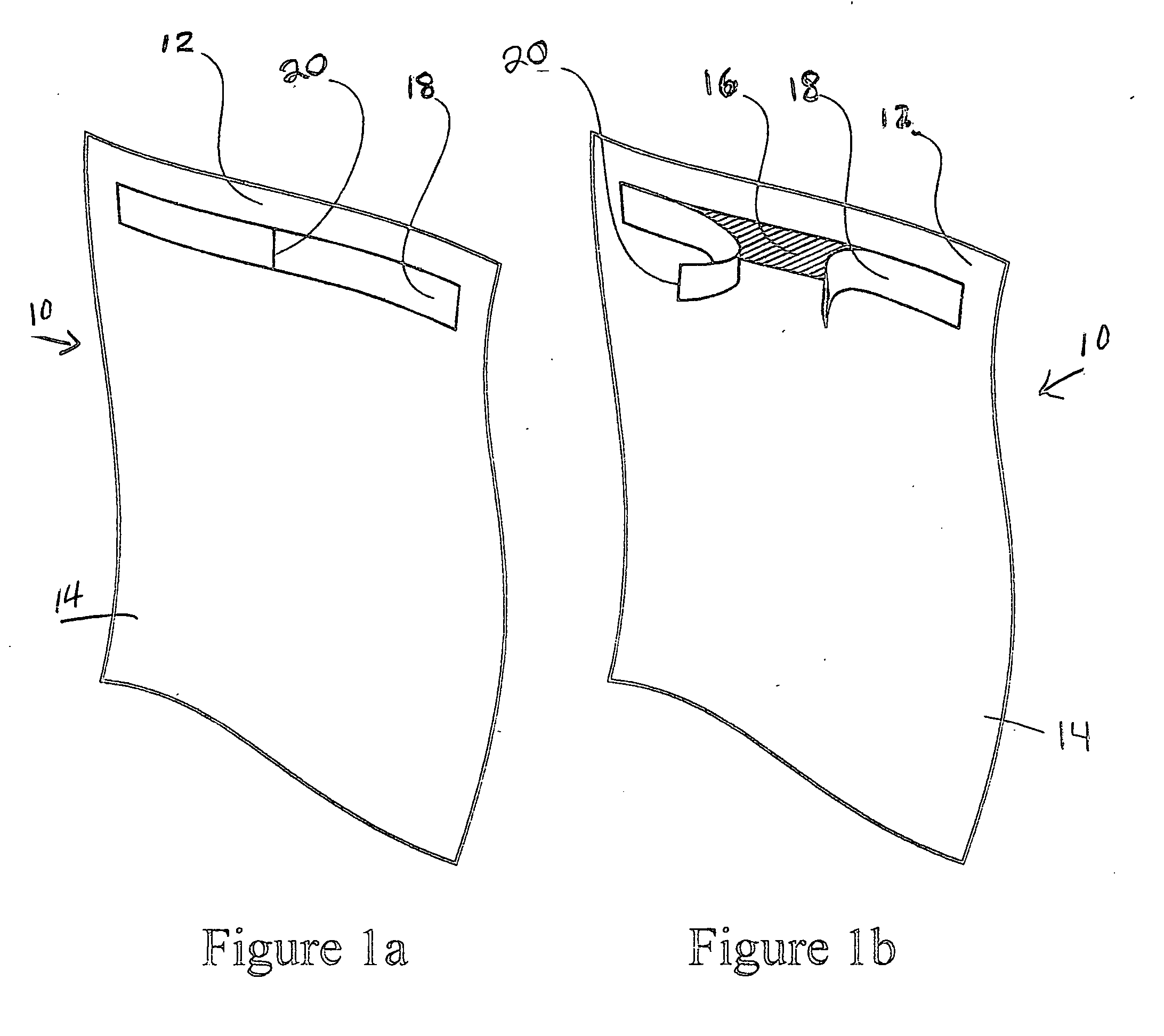 Bib with adhesive strip