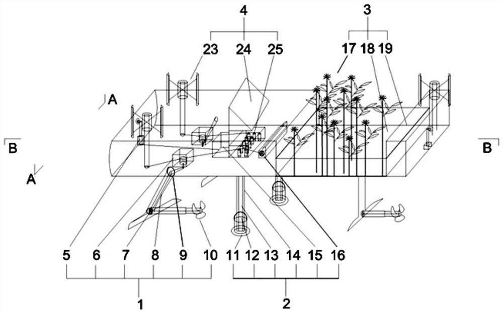 Multi-area cruise aeration ecological restoration device based on hydrofoil resistance reduction