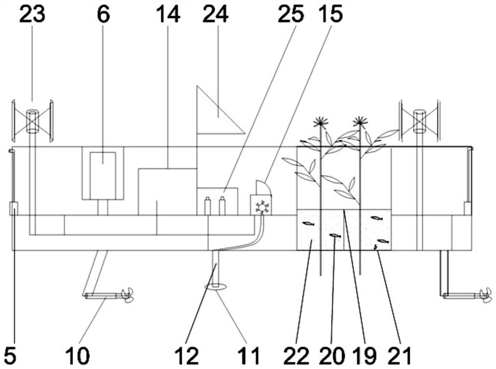 Multi-area cruise aeration ecological restoration device based on hydrofoil resistance reduction