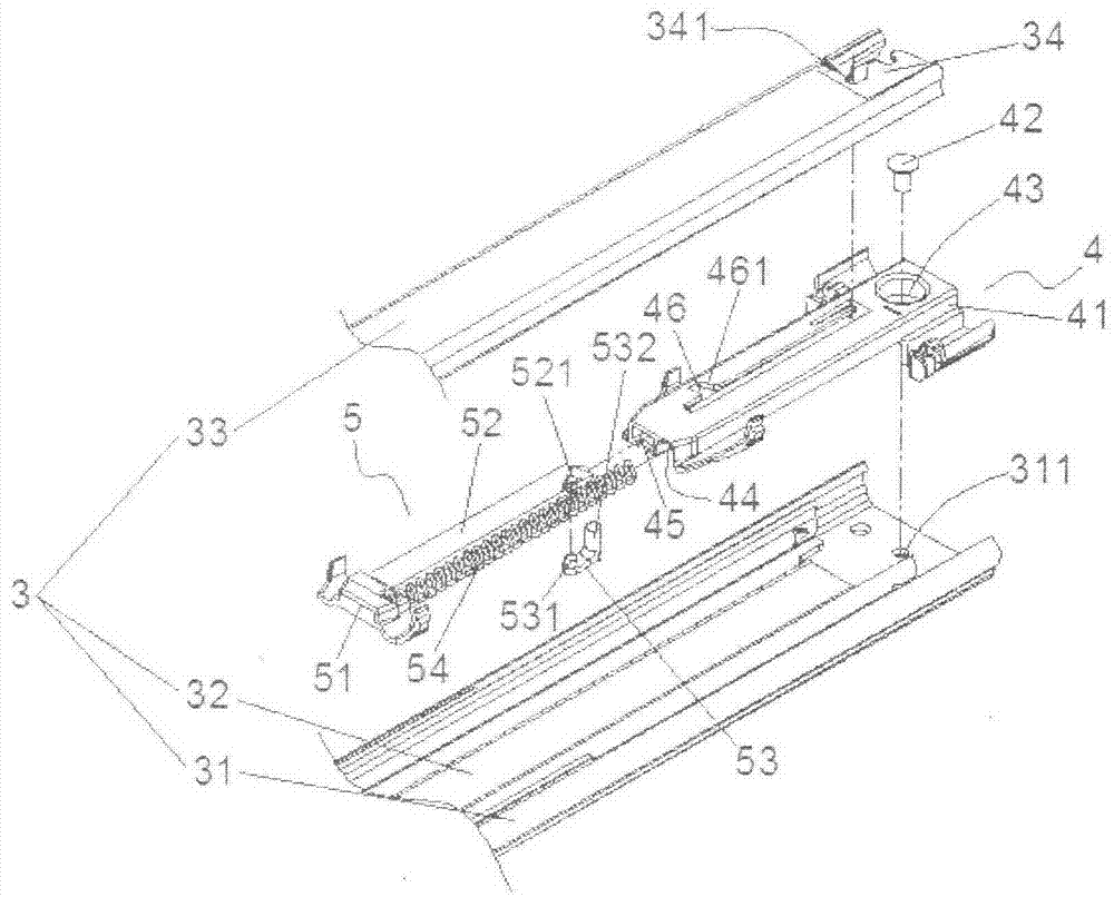 A slide rail positioning return device