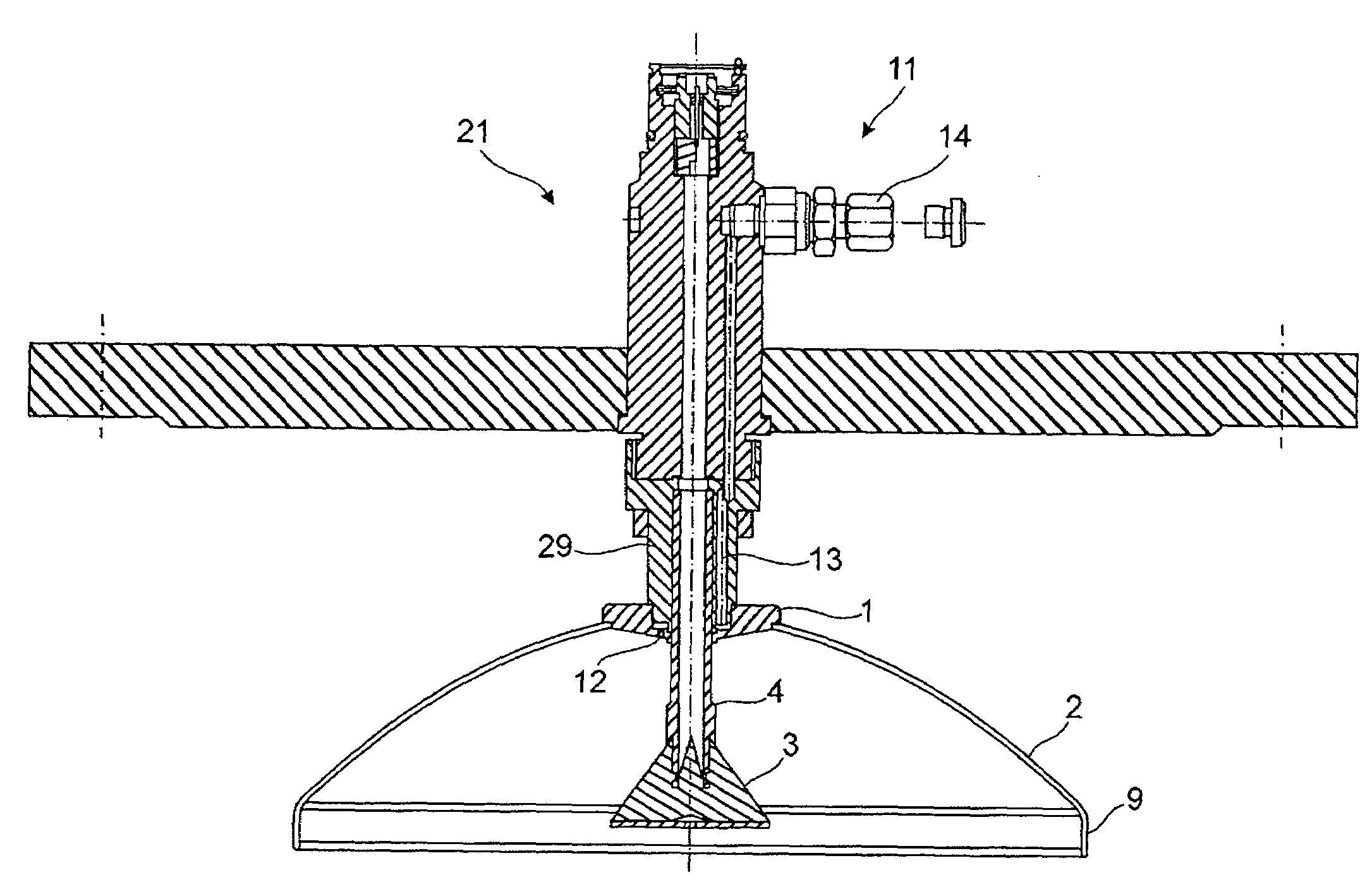 Parabolic antenna with rinsing connection