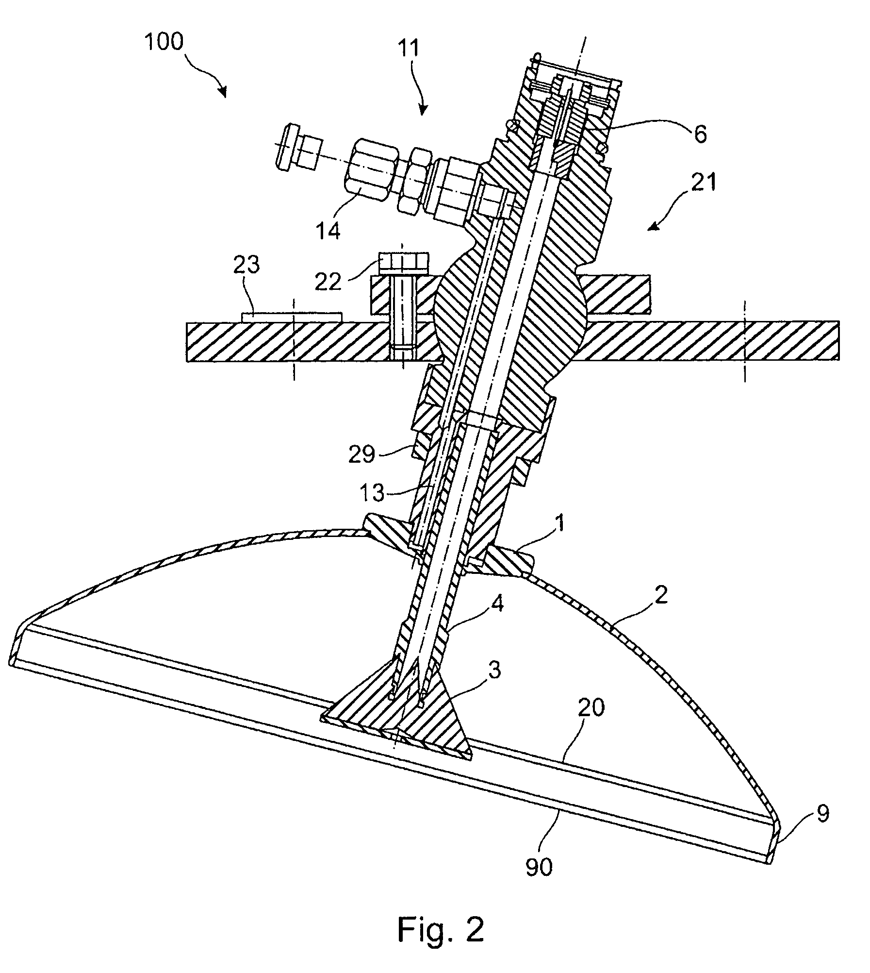 Parabolic antenna with rinsing connection