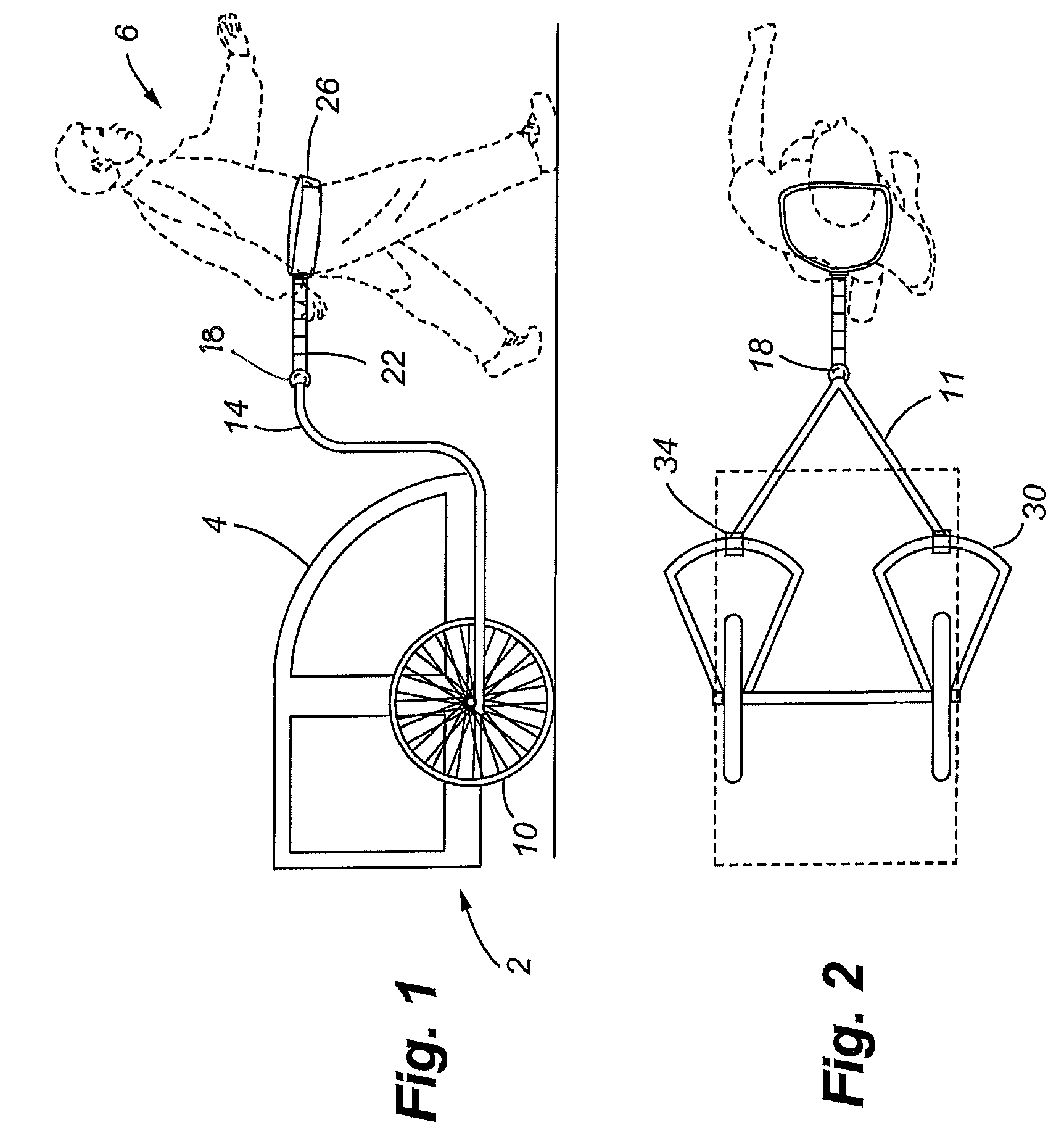 Carriage and incorporated harness with damping mechanisms for improved towing and stability of the carriage