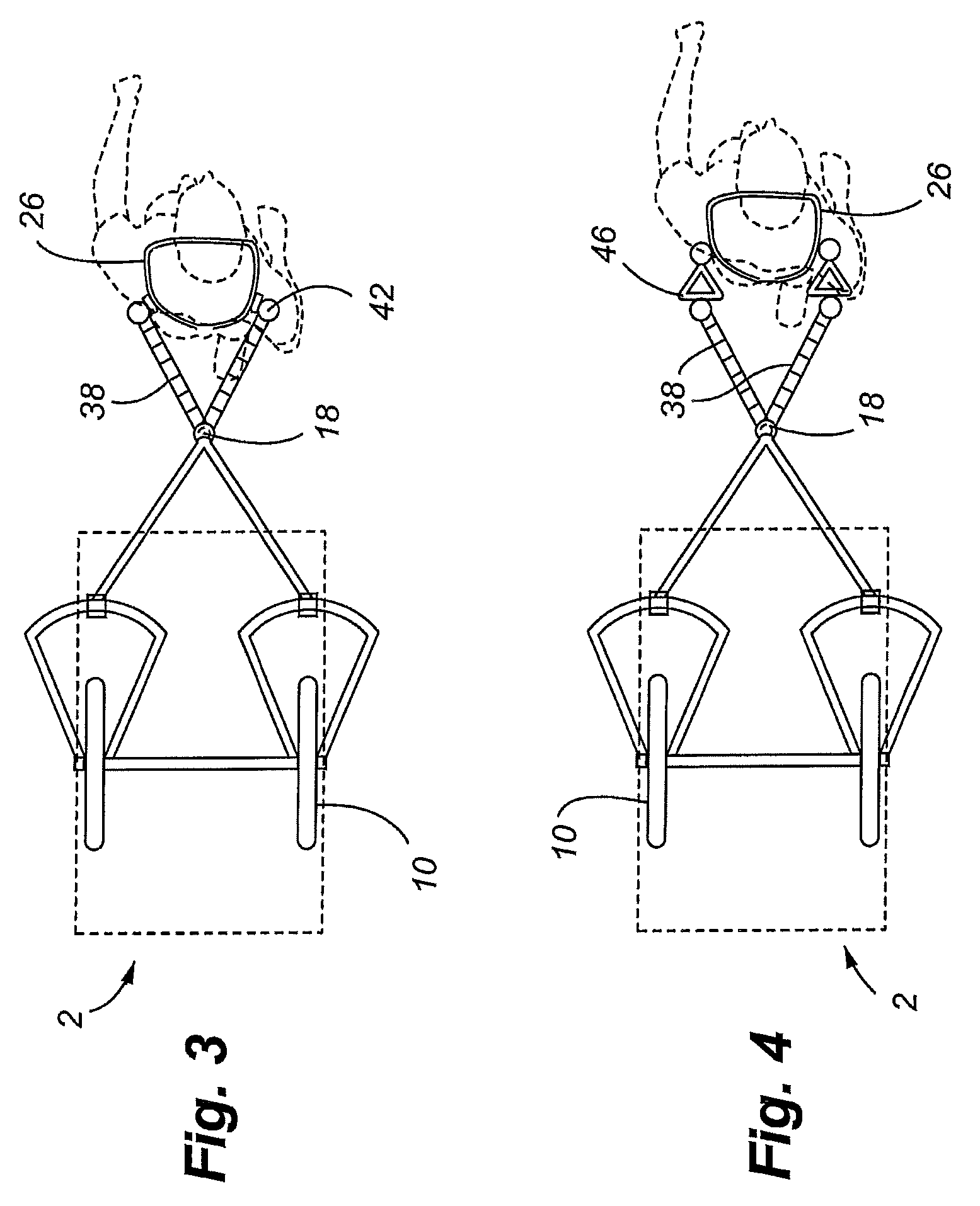 Carriage and incorporated harness with damping mechanisms for improved towing and stability of the carriage