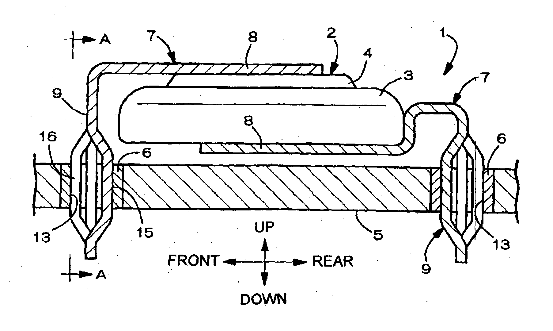 Battery provided with terminals