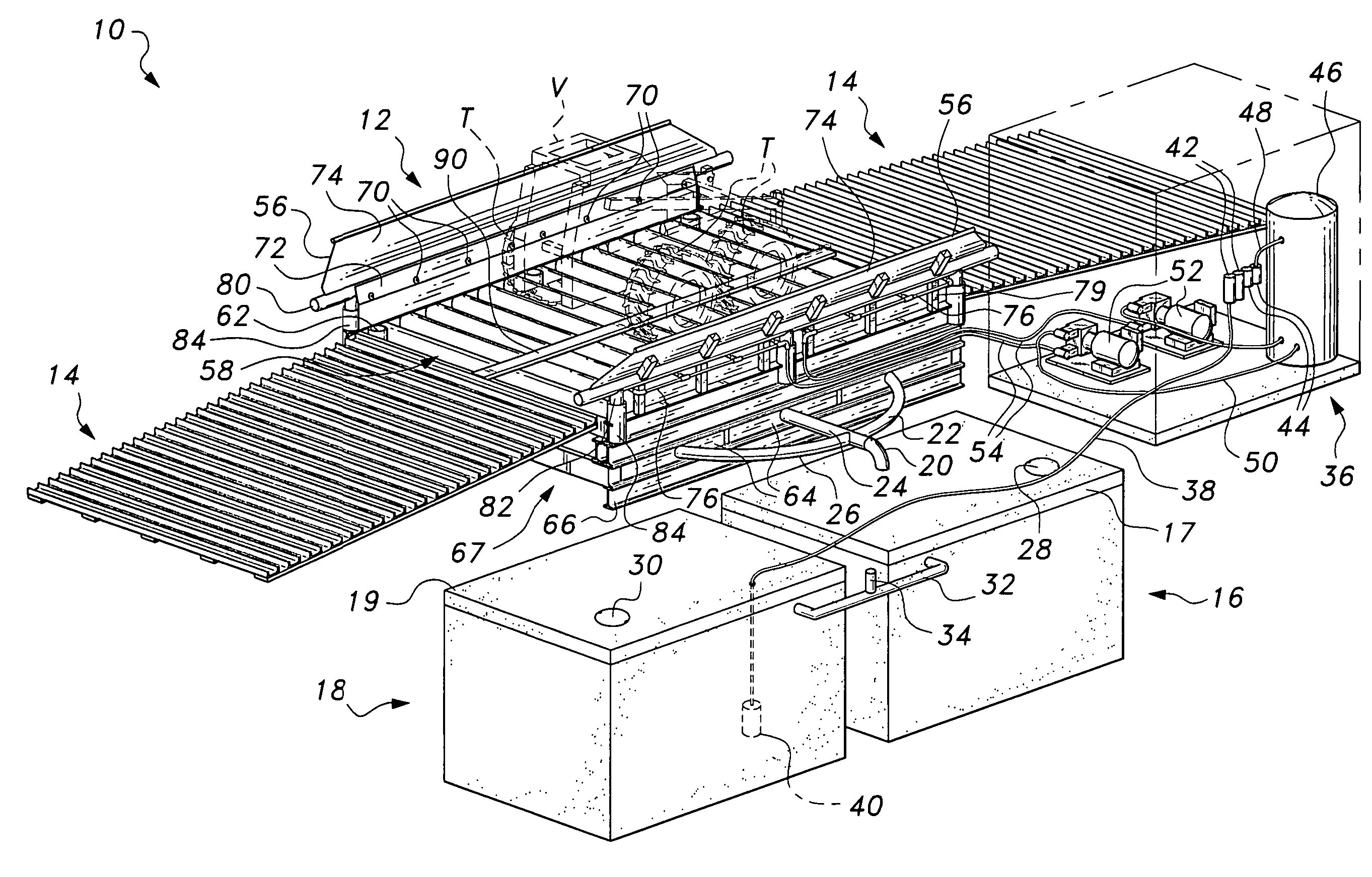 Water recycling, high-pressure spray tire wash system