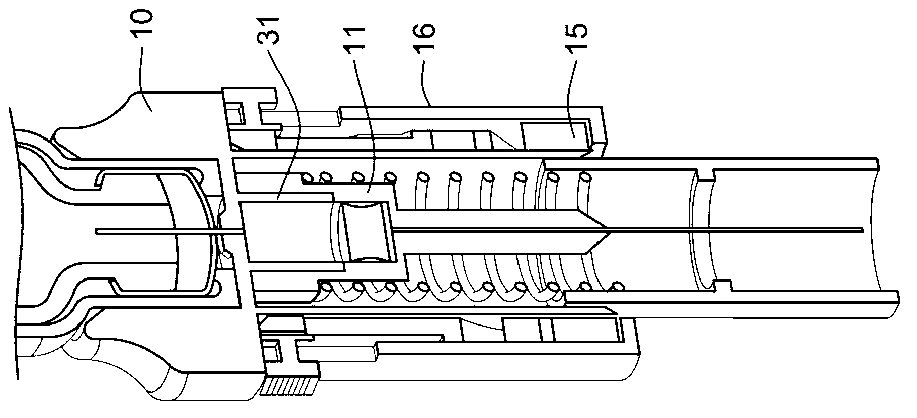 Medicated module with lockable needle guard