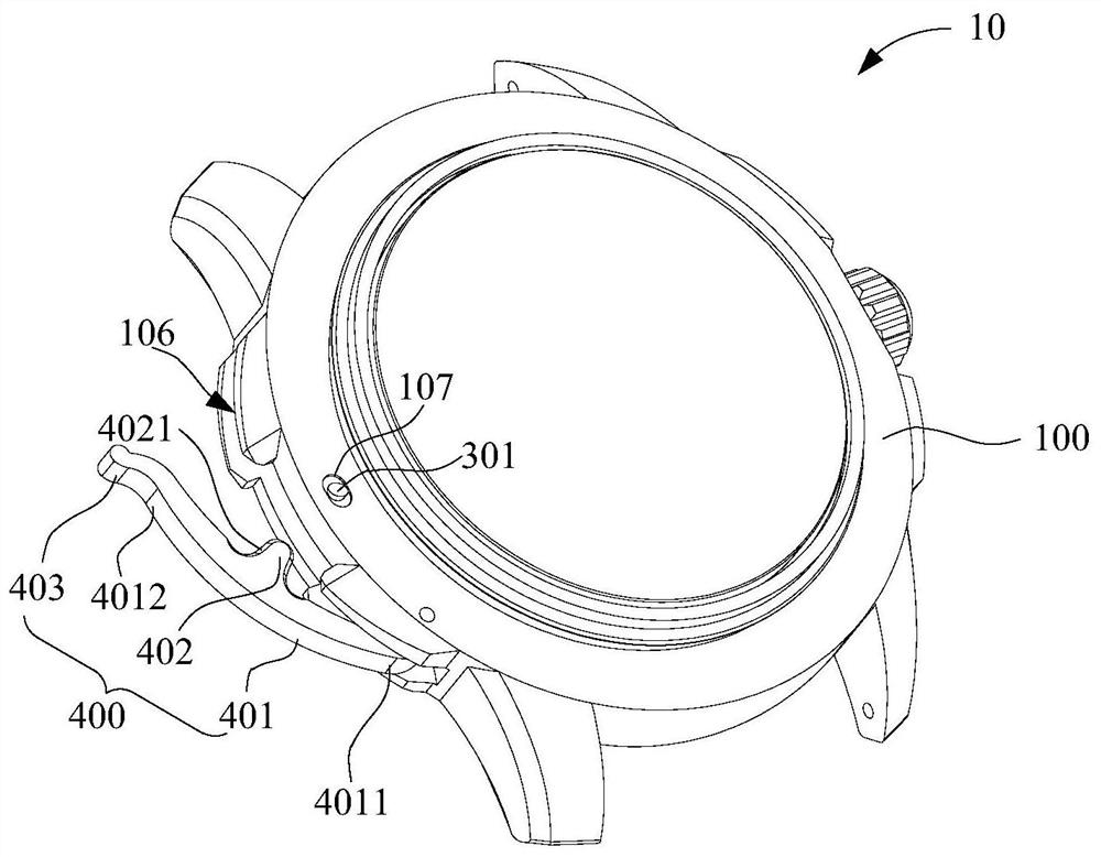 Front ring locking watchcase and watch