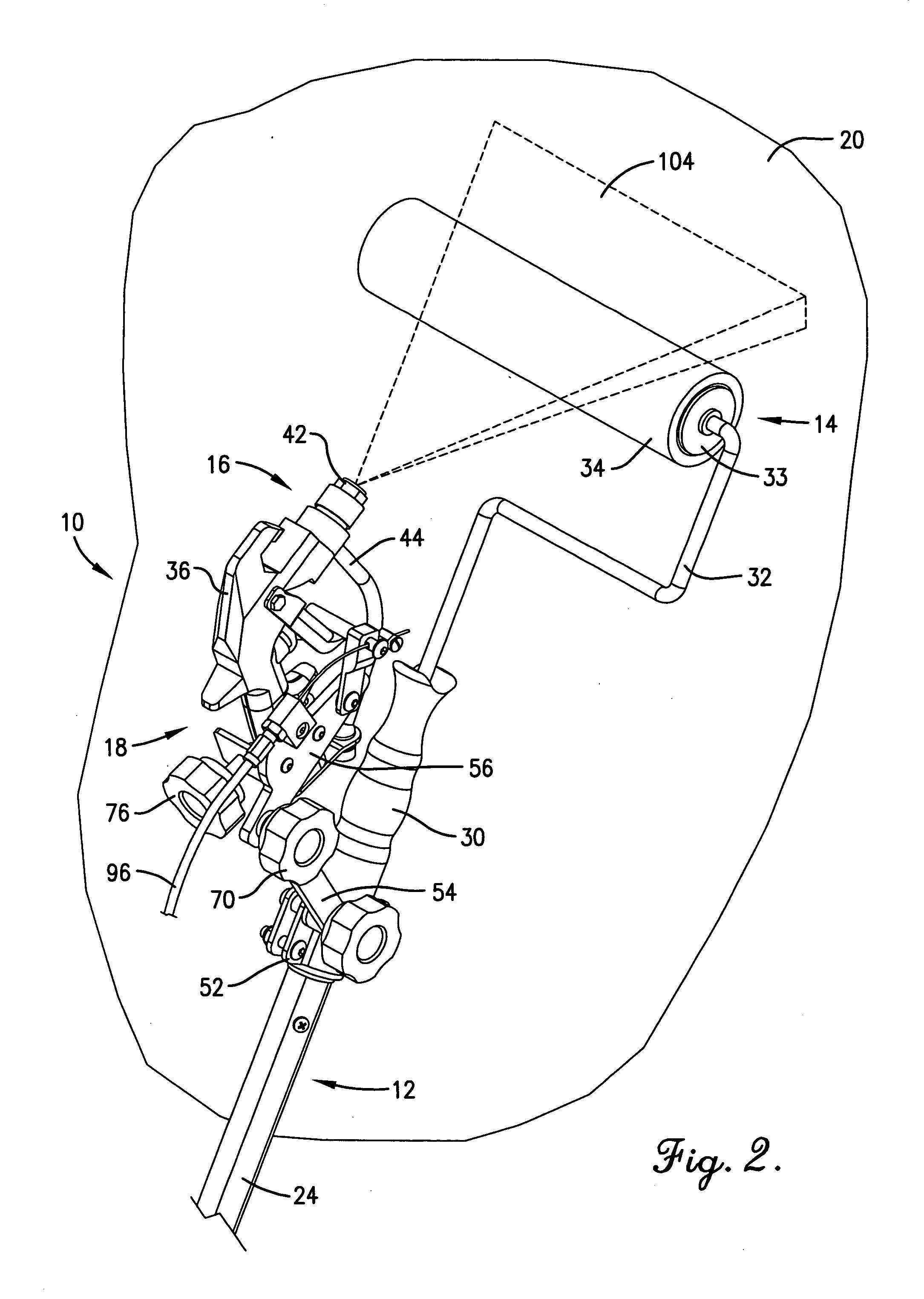 Assembly for mounting paint spray gun to extension pole with paint applicator