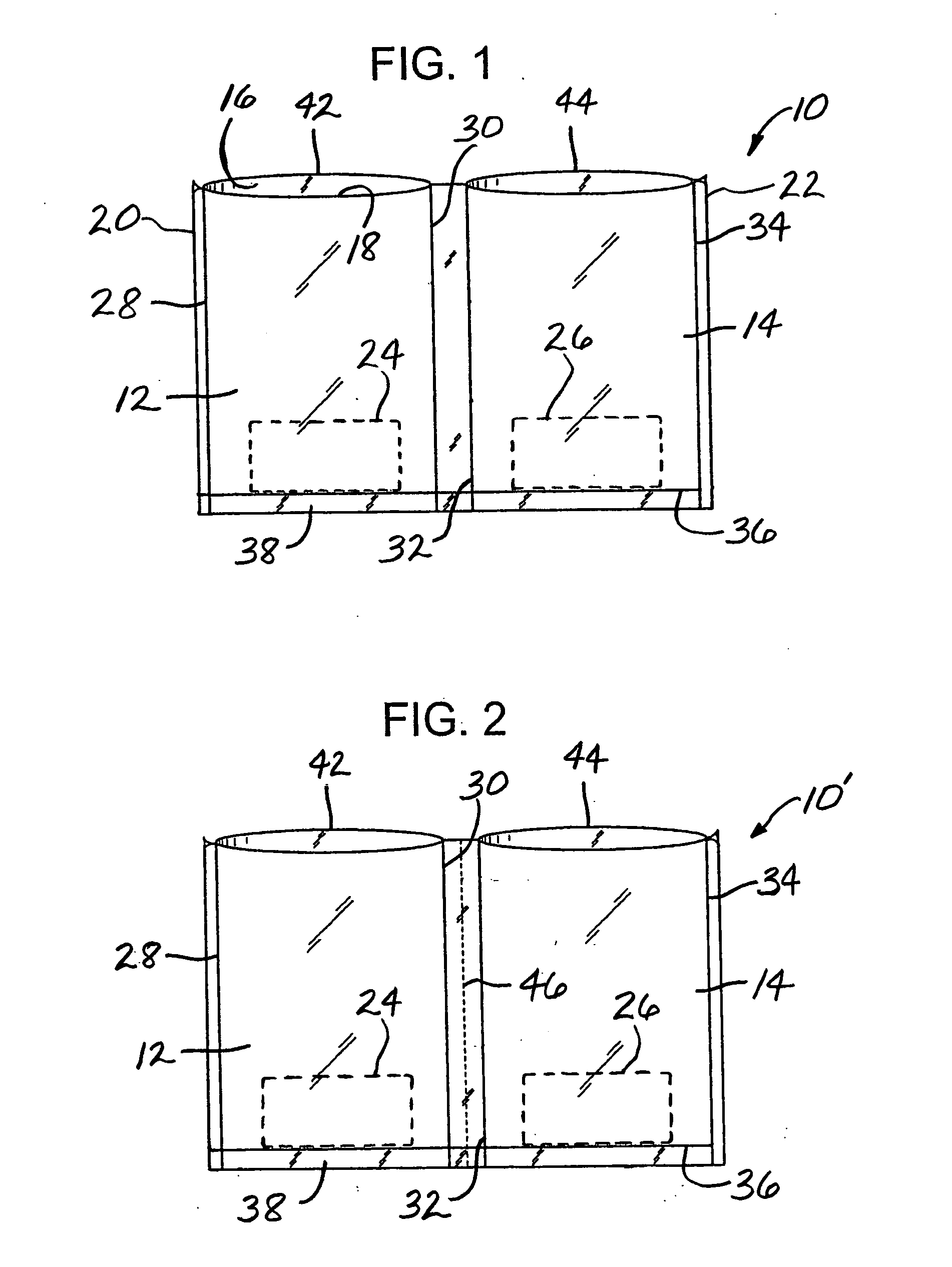 Sets of pre-padded bags and methods of making same