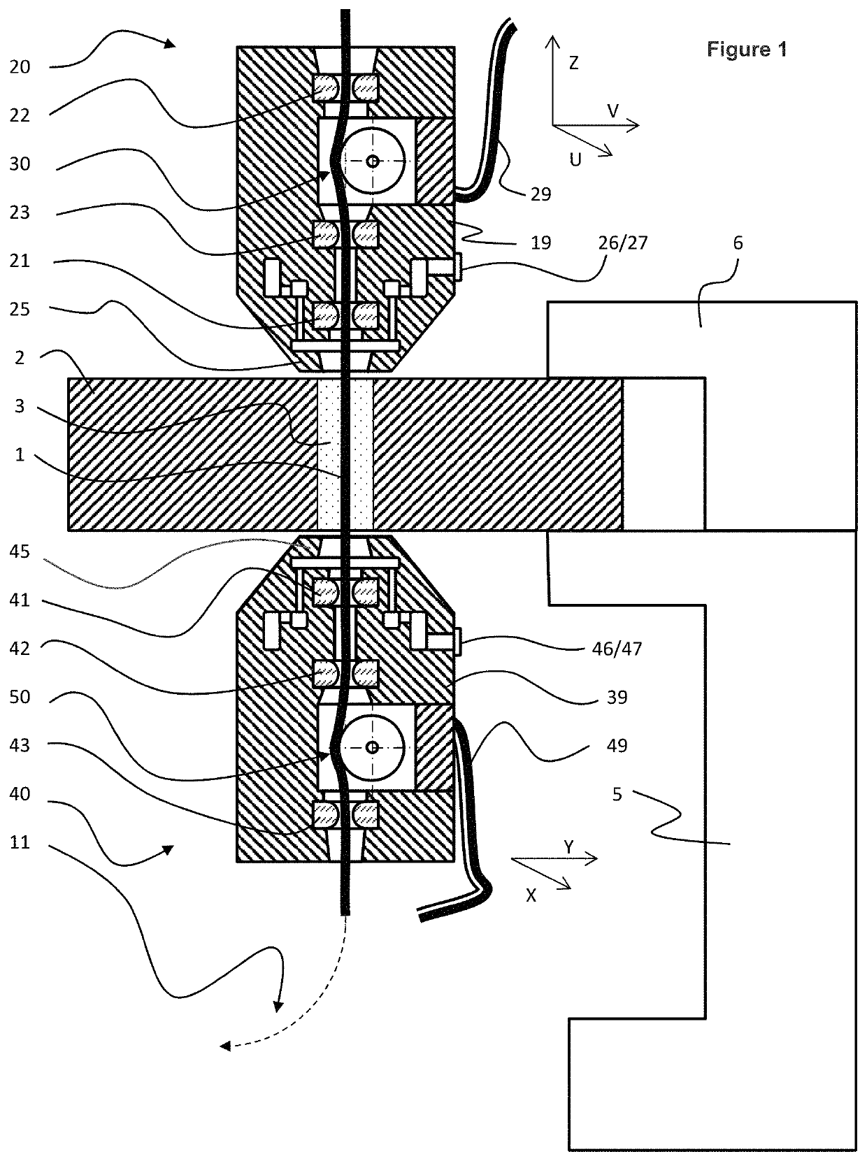 Current feeding device for wire electrical discharge machining