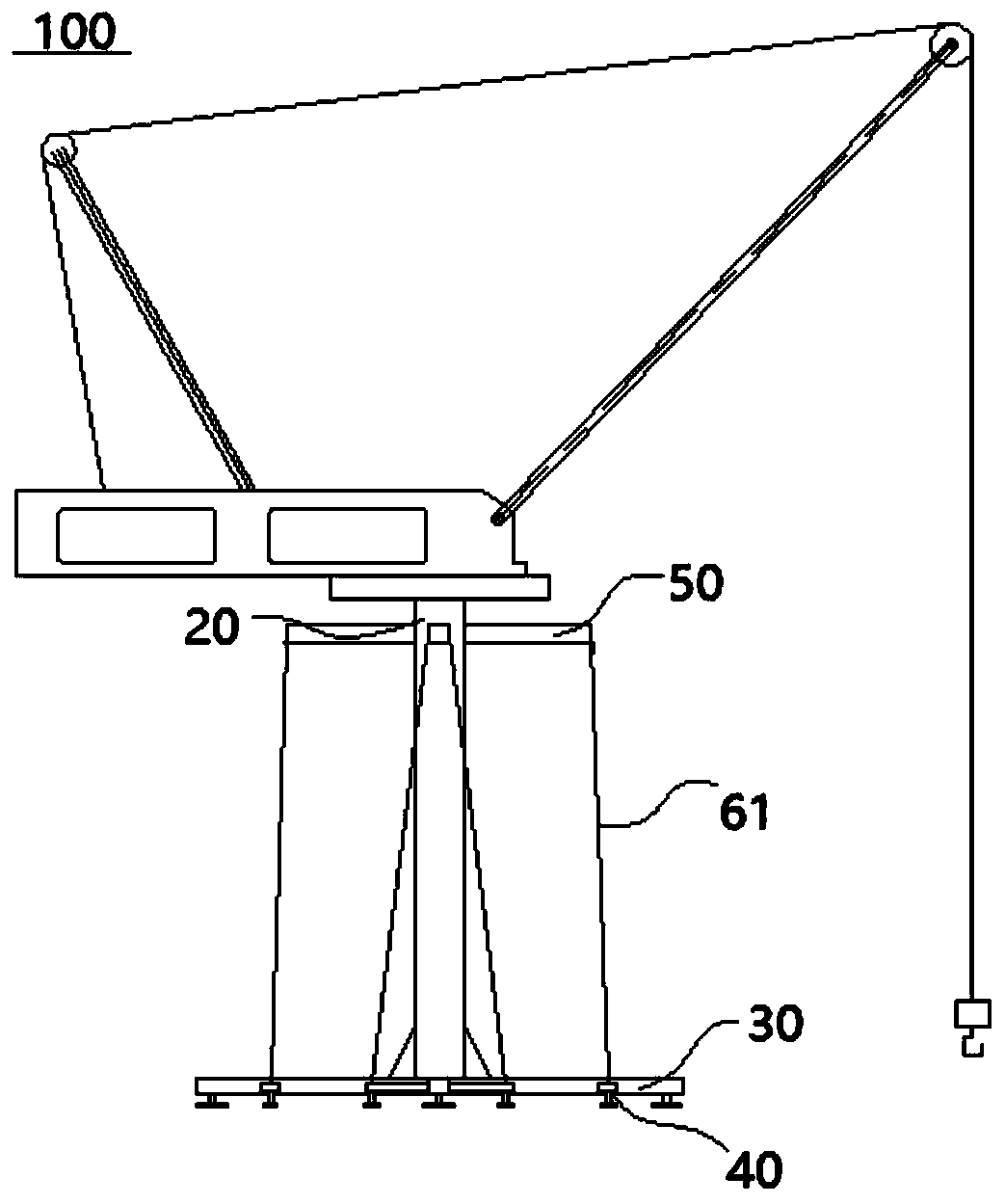 Multi-direction pull belt type crane tower body stabilizing system