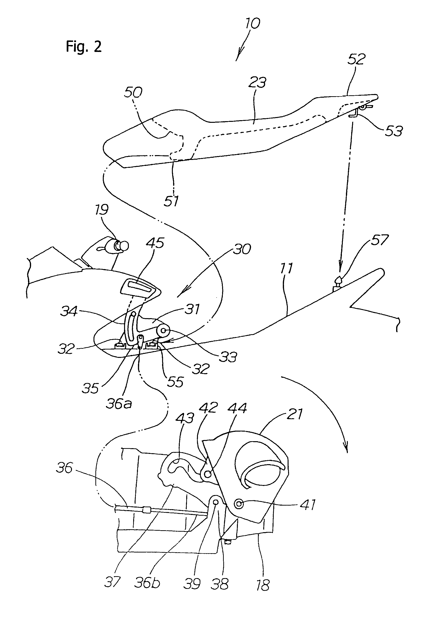 Lever-support bracket structure for a small waterboat