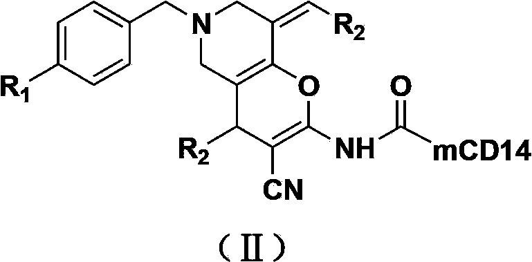 Tetrahydropyridinopyran-monoclonal antibody CD14 conjugate with anti-tumor activity and preparation method and use thereof