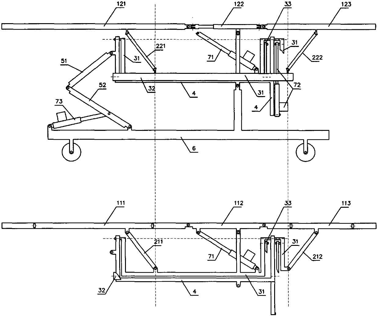 Multi-clinostatism bionic rotating bed